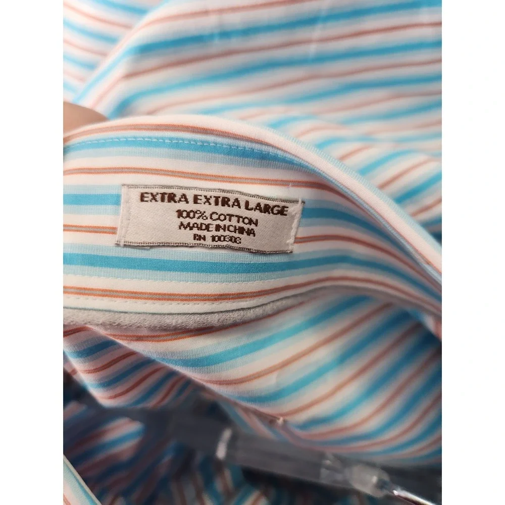 Peter Millar Men's Aqua White Pink Stripe Cotton Casual Dress Preppy‎ Shirt XXL